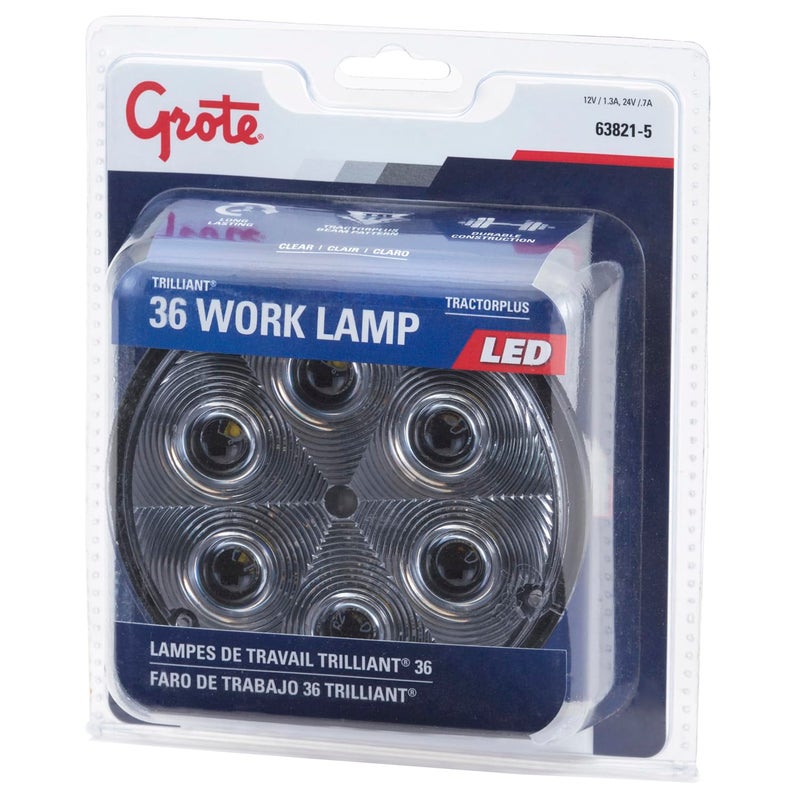 Grote 638215 Vehicle Mounted Work Light Trilliant Par 36 Led, 12/24 V, 800 Lumens, Black, Clear Lens - Image 3